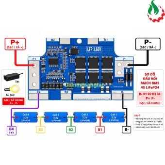 Mạch BMS 4S 50A 960A LiFePO4 12.8V cân bằng 0.2A