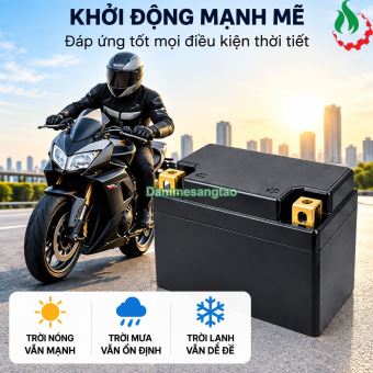 Pin Ắc Quy Xe Máy 12V B-YT4 LFP LiFePO4 Dòng Xả Cao