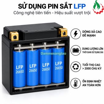 Pin Ắc Quy Xe Máy 12V B-YT4 LFP LiFePO4 Dòng Xả Cao