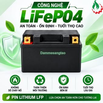Pin B-YT5 LFP 12V Đóng Bình Ắc Quy Xe Máy Dòng Xả Cao