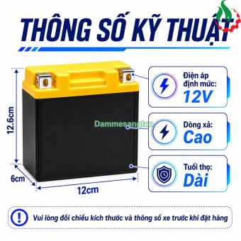 Pin B-MO05 LFP 12V Đóng Bình Ắc Quy Xe Máy Dòng Xả Cao