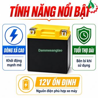 Pin B-MO05 LFP 12V Đóng Bình Ắc Quy Xe Máy Dòng Xả Cao