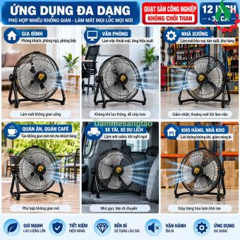 Quạt dùng pin 12V-21V QBL12-M21 không chổi than 12 inch