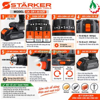 Máy khoan pin STARKER 21V SK-DR1365GR 65N.m