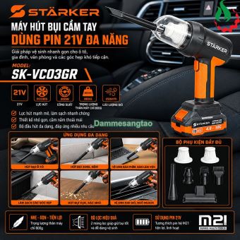 Máy hút thổi bụi STARKER 21V SK-VC03GR 200W 2in1