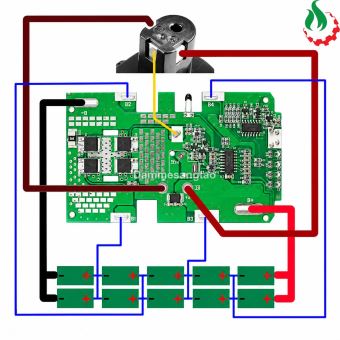 Mạch BMS RYOBI 18V 5S 18650 Nhận Sạc Zin BMS-R5S18IZ