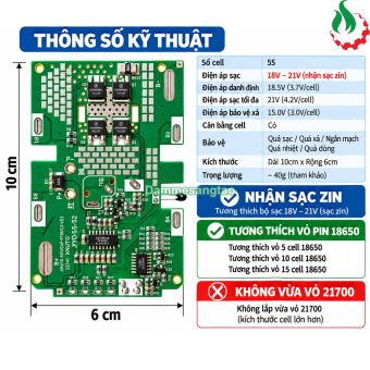 Mạch BMS RYOBI 18V 5S 18650 Nhận Sạc Zin BMS-R5S18IZ