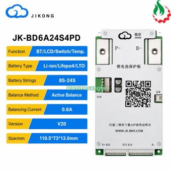 Mạch đa năng 8S-24S JK-BD6A24S bảo vệ pin Lithium có app Bluetooth cân bằng chủ động 0.6A