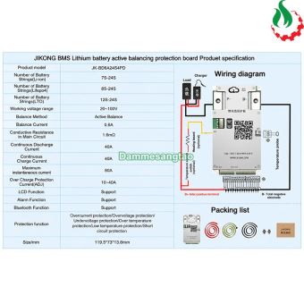 Mạch đa năng 8S-24S JK-BD6A24S bảo vệ pin Lithium có app Bluetooth cân bằng chủ động 0.6A