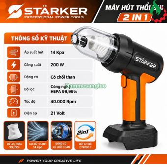 Máy hút thổi bụi STARKER 21V SK-VC03GR 200W 2in1