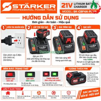 Đế sạc pin STARKER 21V SK-CBF4A-PLUS 4A chân phổ thông