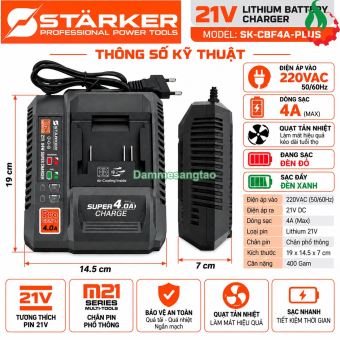 Đế sạc pin STARKER 21V SK-CBF4A-PLUS 4A chân phổ thông