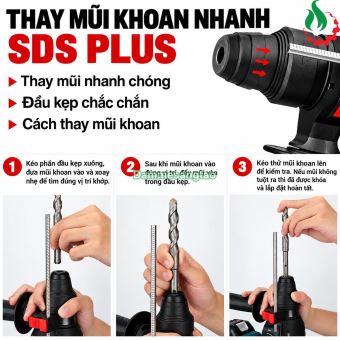 Máy khoan bê tông dùng pin 3 chức năng 18V không chổi than
