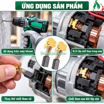 Chổi than HITACHI CTH12 12V 14V 18V cho máy dùng pin