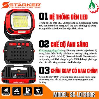 Đèn LED STARKER SK-LD136GR 136 LED 30W 4 cấp sáng