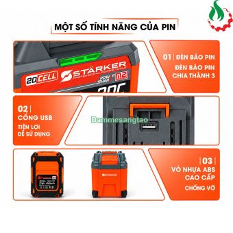 Pin STARKER 21V SK-LT8KPRO 20 Cell 18650 có cổng USB