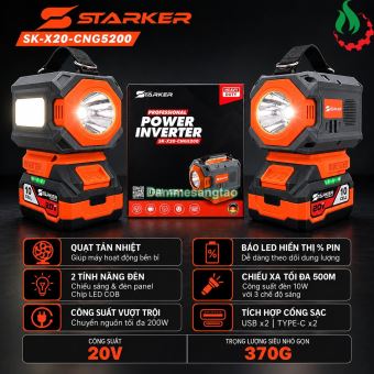 Đế chuyển pin STARKER SK-20-CNG5200 21V sang 220V 200W