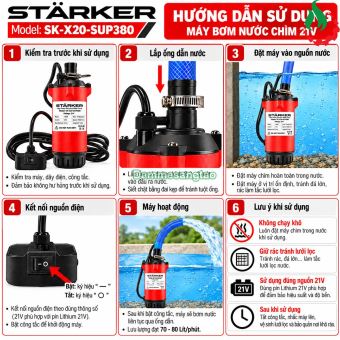 Máy bơm chìm pin STARKER SK-X20-SUP380 21V 100W 80L/phút