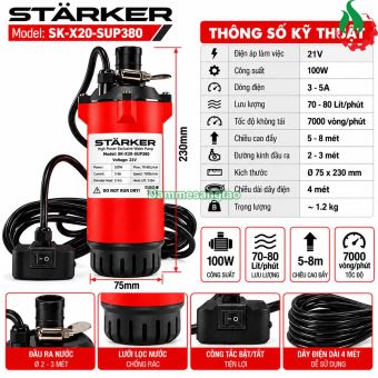 Máy bơm chìm pin STARKER SK-X20-SUP380 21V 100W 80L/phút