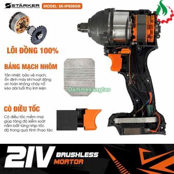 Máy siết bulong STARKER SK-IP500GR 21V 500Nm Brushless