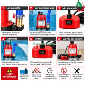 Máy bơm chìm STARKER SK-X20-SUP590 21V 180W 90L/phút