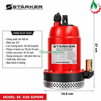 Máy bơm chìm STARKER SK-X20-SUP590 21V 180W 90L/phút