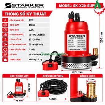 Máy bơm chìm STARKER SK-X20-SUP590 21V 180W 90L/phút