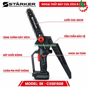 Cưa xích STARKER SK-CX5015GR 21V 8inch Brushless bơm dầu