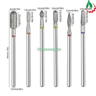Bộ 6 mũi mài kim cương đa năng cho máy mài mini đánh bóng móng tay MKC-MT6
