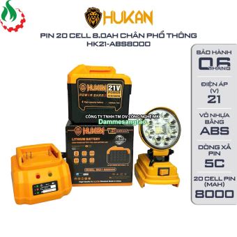 (Quà tặng) Pin 21V Hukan HK21-ABS8000 8.0AH 20 cell - xả 5C