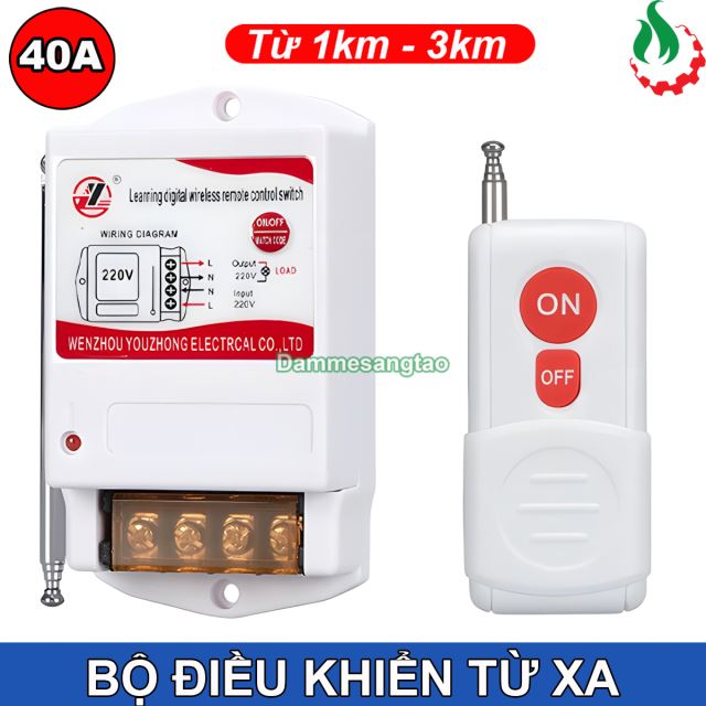 Bộ công tắc điều khiển từ xa 220V 40A 1000m-3000m (Có học lệnh)