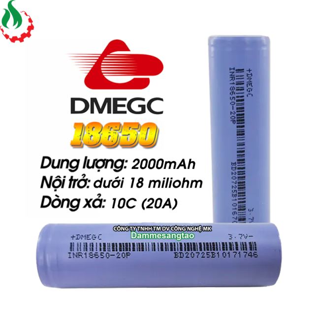 Cell pin 18650 DMEGC Li-ion 3.7V 2000mAh 10C - Xả 20A