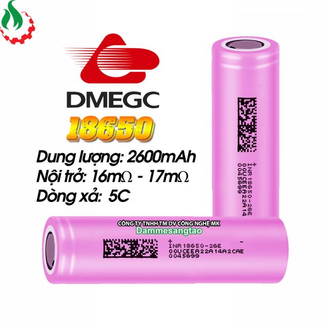 Cell pin 18650 DMEGC Li-ion 3.7V 2600mah 5C - Xả 13A