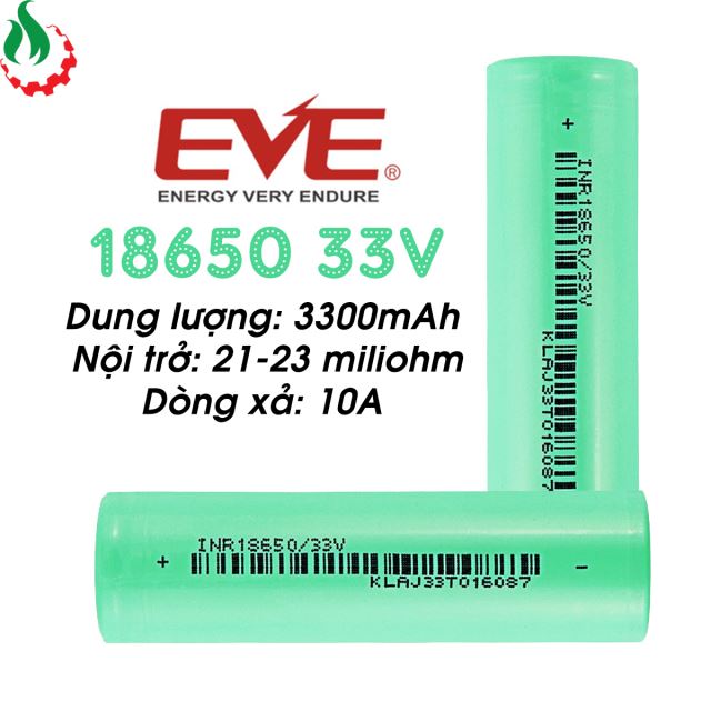 Cell pin 18650 EVE Li-ion 3.7V 3300mah 3C - Xả 10A