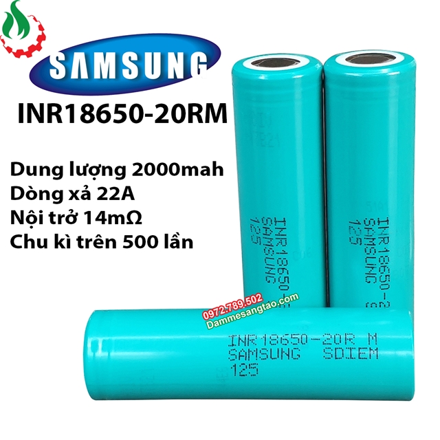Cell pin 18650 Samsung 20RM 2000mah-22A (Li-ion 3.7)
