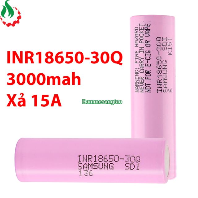 Cell pin 18650 SAMSUNG INR18650-30Q Li-ion 3.7V 3000mah - Xả 15A