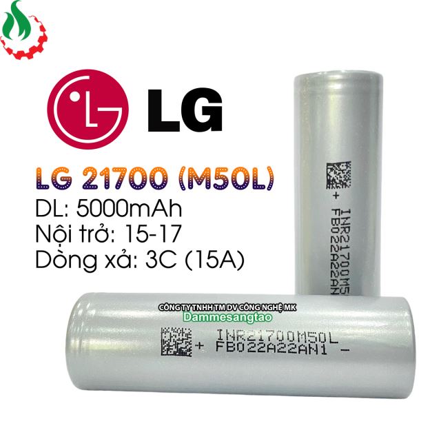 Cell pin 21700 LG INR21700M50L Li-ion 3.7V 5000mAh 3C - Xả 15A