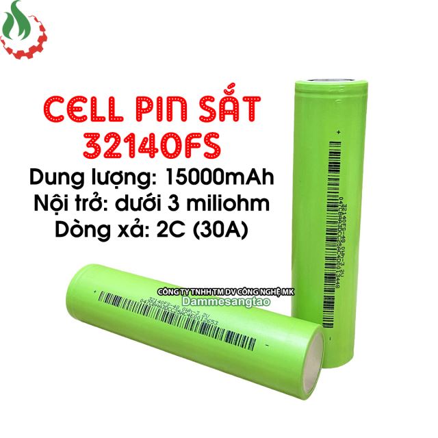 Cell pin sắt 32140 3.2V LiFePo4 15AH 2C - Xả 30A