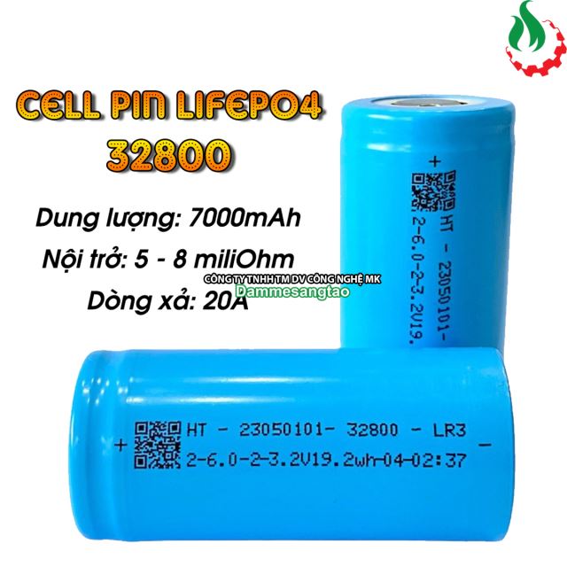 Cell pin sắt 32800 3.2V LiFePo4 7000mah Xả 20A