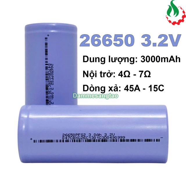 Cell pin sắt BDL 26650 LiFePo4 3.2V 3000mAh 15C Xả 45A