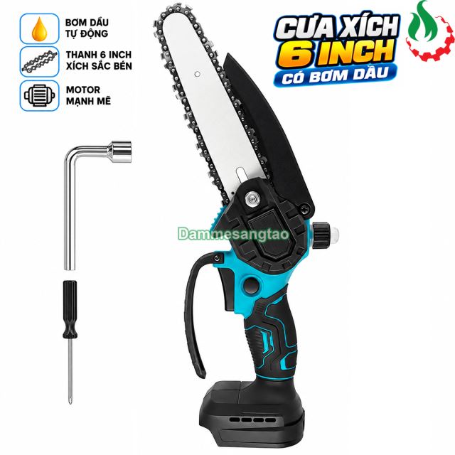 Cưa xích pin 18V CXM1-M186I có chổi than có bơm dầu lưỡi 6inch chân phổ thông