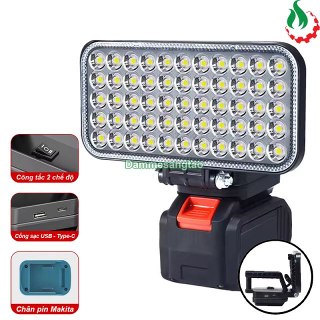 Đèn led siêu sáng 21V xách tay tích hợp 2 cổng USB - Type-C (Chưa có pin)