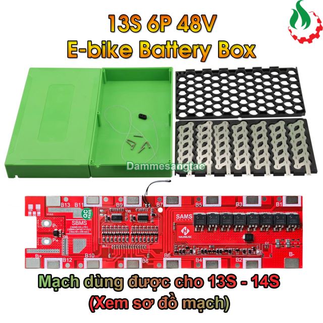 Hộp đựng pin xe điện 13S6P 14S6P 48V 18650 có gioăng chống nước