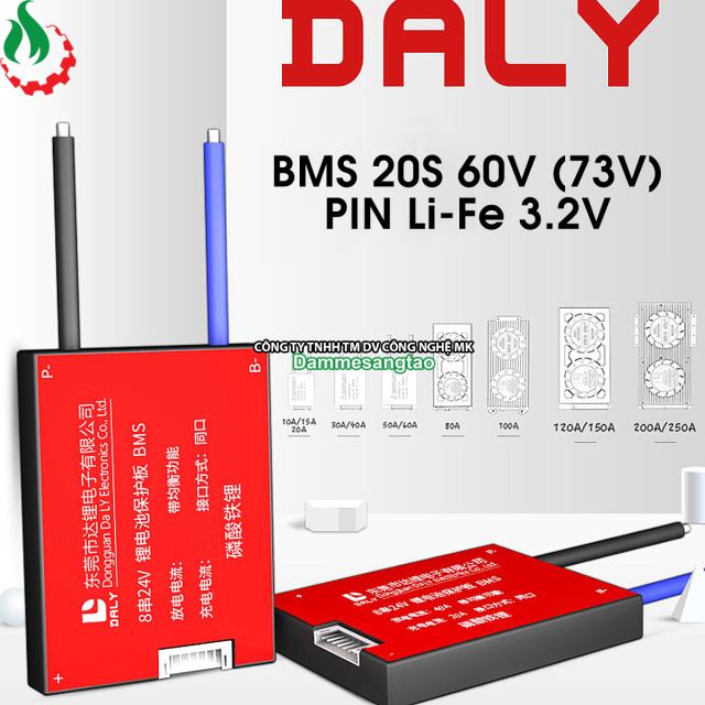 Mạch 20S 60V (73V) Daly bảo vệ pin sắt Li-Fe 3.2V xe điện