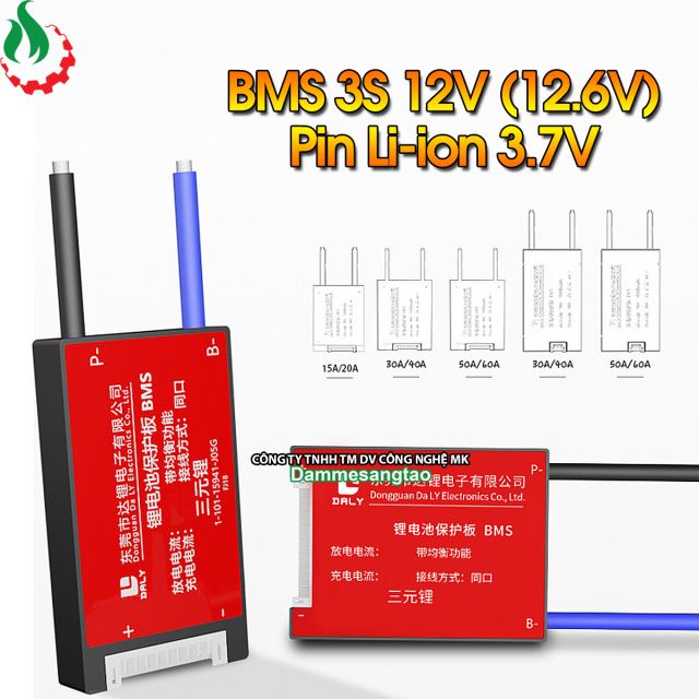 Mạch 3S 12V (12.6V) Daly bảo vệ pin Li-ion 3.7V