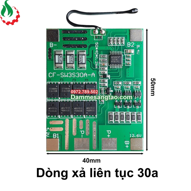 Mạch 3S 12V 30A BW cảm biến nhiệt bảo vệ pin Li-ion 3.7V