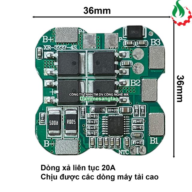 Mạch 4S 14V 20A BW bảo vệ pin Li-ion 3.7V