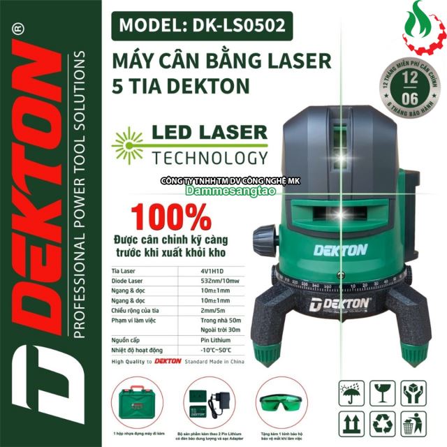 Máy Cân Bằng Laser Dekton DK-LS0502 5 tia xanh