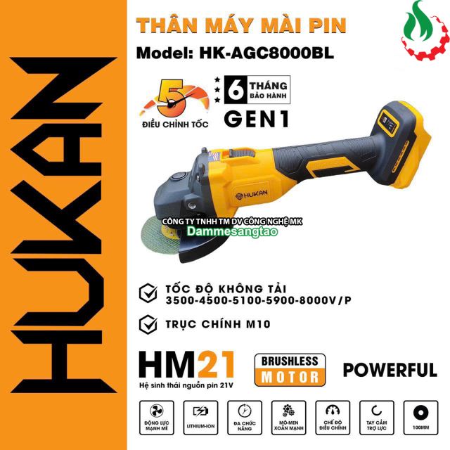 Máy mài góc pin 21V Hukan HK-AGC8000BL