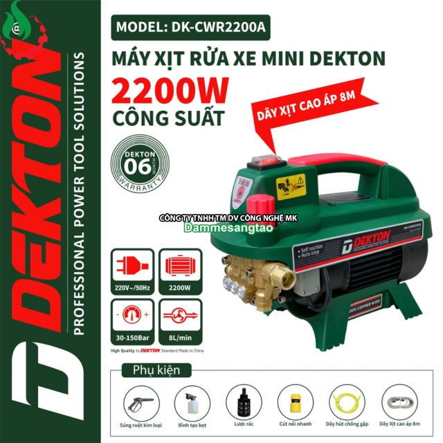 Máy Rửa Xe Chỉnh Áp Dekton DK-CWR2200A điện 220V